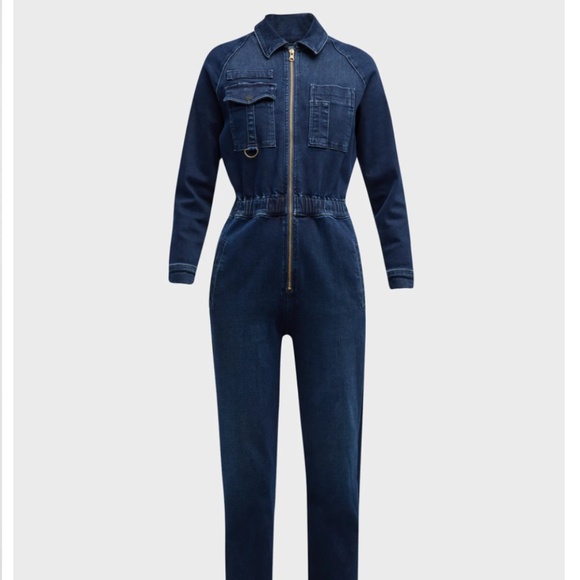 NWT $495 MOTHER The Racer Denim Jumpsuit in Catch Me If You Can - size XS! - Picture 3 of 9